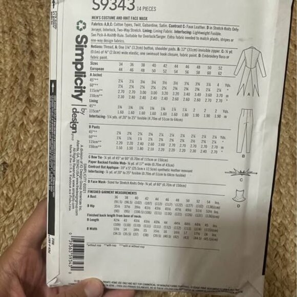 Tim Burton’s The Nightmare Before Christmas – Jack Skellington Costume Sewing Pa - Picture 2 of 2